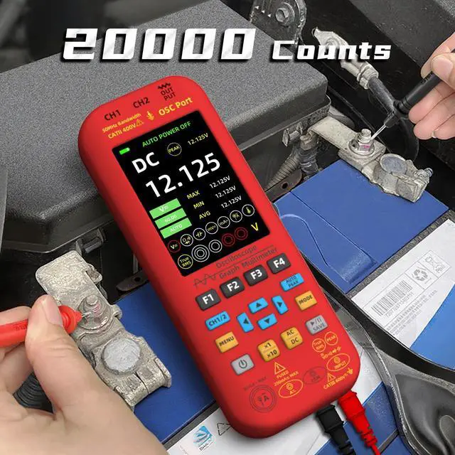 Alt view image 5 of 7 - BSIDE Dual Channel Oscilloscope Multimeter, 50MHz Bandwidth 3.98" Full-Viewing TFT LCD DDS Generator, Measure Flexible AC Current Clamp Temp Capacitance Diode Voltage with 5000mAh Rechargeable Battery