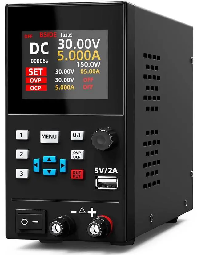 Main image of BSIDE DC Power Supply Variable 30V 5A Bench Power Supply, Encoder Knob With Memory Storage, 4-Digits Adjustable Switching Regulated Lab