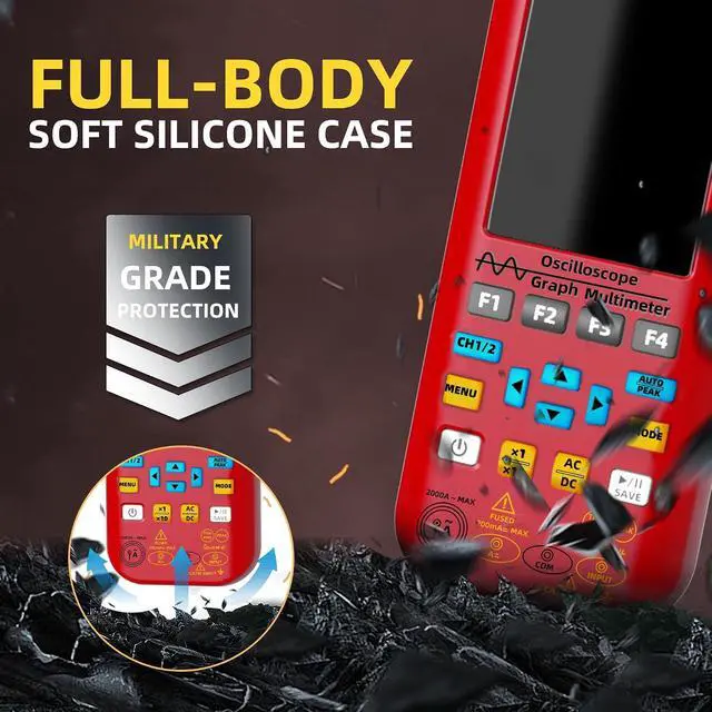 Alt view image 7 of 7 - BSIDE Dual Channel Oscilloscope Multimeter, 50MHz Bandwidth 3.98" Full-Viewing TFT LCD DDS Generator, Measure Flexible AC Current Clamp Temp Capacitance Diode Voltage with 5000mAh Rechargeable Battery