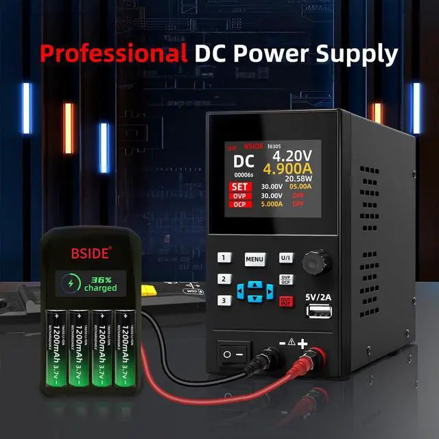 Alt view image 6 of 7 - BSIDE DC Power Supply Variable 30V 5A Bench Power Supply, Encoder Knob With Memory Storage, 4-Digits Adjustable Switching Regulated Lab
