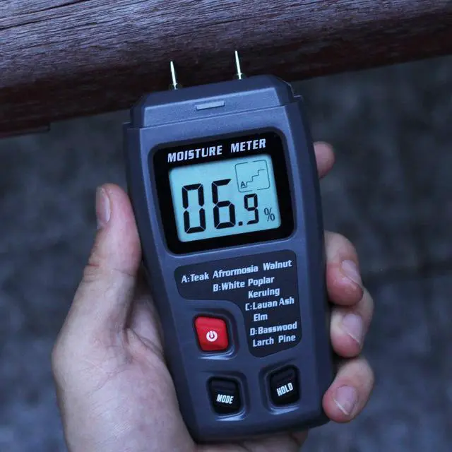 Alt view image 2 of 7 - Bside EMT01 Digital Wood Moisture Meter Handheld 2 Pins Timber Lumber Damp Humidity Detector Tester with Large LCD Display