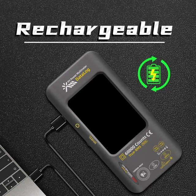 Alt view image 7 of 7 - BSIDE 60000 Counts PV Multimeter, Power Measurement with 10000A Flexible AC Clamp Wire, Date Recorder with 3.98" Touch LCD, 1500VDC/1000VAC, Cap Diode Temp Amp Peak Teser for Photovoltaic Solar Panel