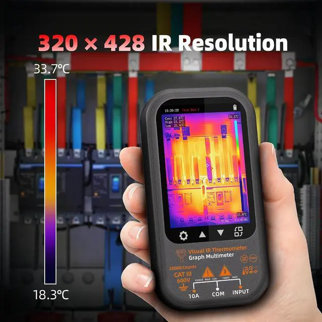Alt view image 2 of 7 - BSIDE Thermal Multimeter, 320x428 IR Resolution with Macro Lens, Date Recording Mode with 360-Degree Rotate Touch LCD, 15 Thermal Palettes 20000 Counts Voltmeter for Electricity PCB HVAC Circuit Break