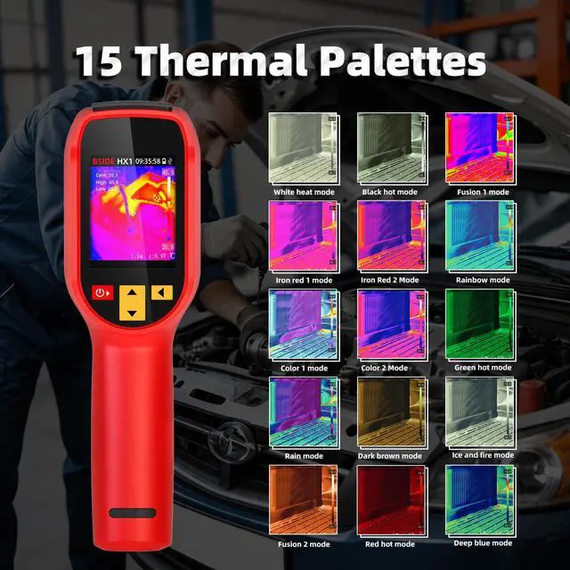 Alt view image 3 of 7 - BSIDE Thermal Imaging Camera 240 x 240 Resolution Handheld Infrared Camera, 15 Thermal Palettes with 320 x 240 Full-Viewing TFT LCD for Home Inspection HVAC Electrical, 25Hz Refresh Rate, -4~1022