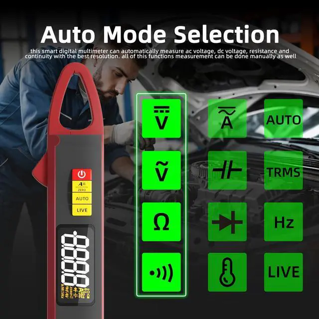 Alt view image 3 of 7 - BSIDE Low Current Clamp Meter, DC/AC Amp with Smart Mode, True RMS 6000 Counts Rechargeable Auto-Ranging Multimeter Tester, Measures Temperature Capacitance Diode Duty Cycle Hz Ohm Live Check Voltage