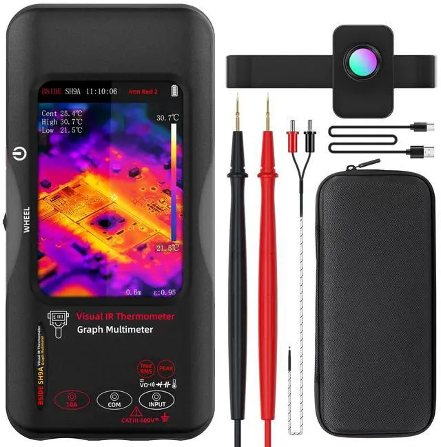 Main image of BSIDE Thermal Imaging Multimeter Date Recorder with Macro Lens, 428x320 IR Resolution with 15 Thermal Palettes, 20000 Counts with Dual-Light Fusion, Measures Cap Amp Temp Diode for PCB Circuit Break
