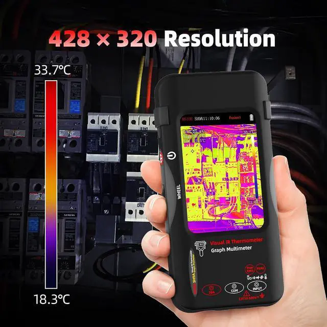 Alt view image 2 of 7 - BSIDE Thermal Imaging Multimeter Date Recorder with Macro Lens, 428x320 IR Resolution with 15 Thermal Palettes, 20000 Counts with Dual-Light Fusion, Measures Cap Amp Temp Diode for PCB Circuit Break