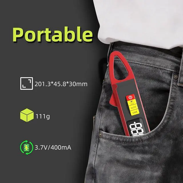 Alt view image 7 of 7 - BSIDE Low Current Clamp Meter, DC/AC Amp with Smart Mode, True RMS 6000 Counts Rechargeable Auto-Ranging Multimeter Tester, Measures Temperature Capacitance Diode Duty Cycle Hz Ohm Live Check Voltage