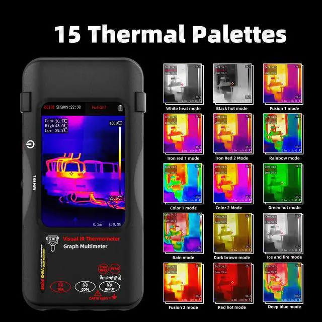 Alt view image 4 of 7 - BSIDE Thermal Imaging Multimeter Date Recorder with Macro Lens, 428x320 IR Resolution with 15 Thermal Palettes, 20000 Counts with Dual-Light Fusion, Measures Cap Amp Temp Diode for PCB Circuit Break