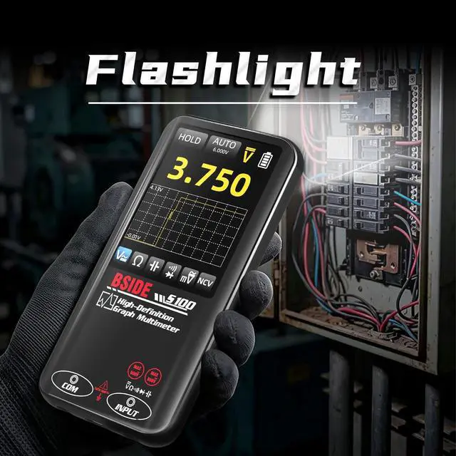 Alt view image 5 of 7 - BSIDE Digital Multimeter Date Monitor, 10000 Counts with Rechargeable, True RMS Pocket Auto-Ranging Color Display Voltmeter, Measures Capacitance Diode Continuity Ohm V-Alert Voltage with Flashlight