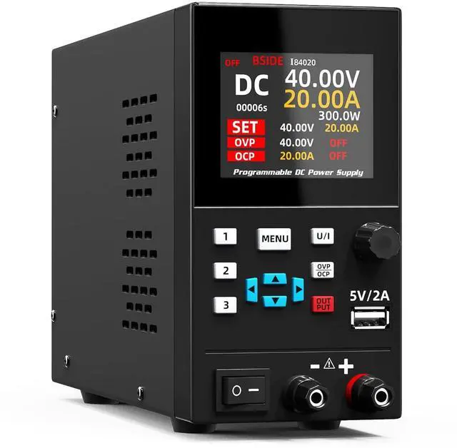 Main image of BSIDE 40V/20A Programmable DC Power Supply Variable Bench Power Supply, Encoder Knob with Memory Storage, Adjustable Switching Regulated Lab Power Supply, 4-Digits LED Display with Output Button