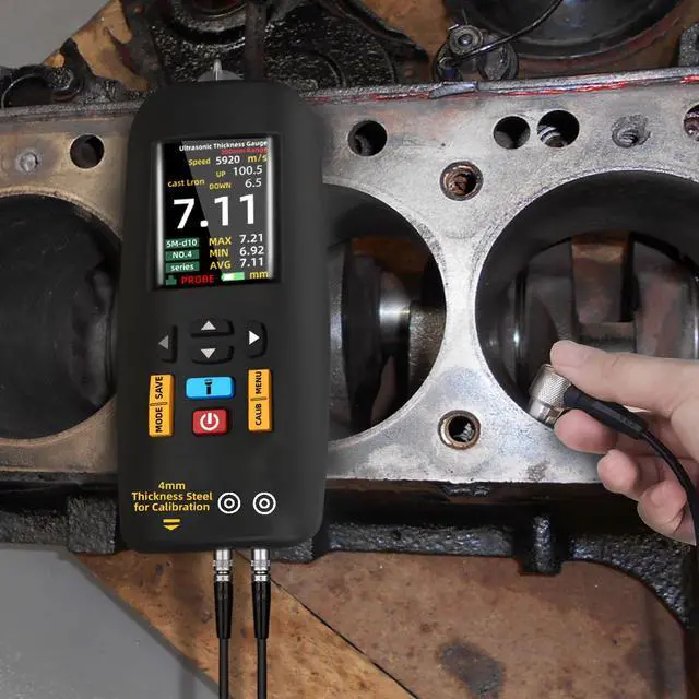 Alt view image 5 of 7 - BSIDE Ultrasonic Thickness Gauge Meter, 1-300mm Range with Color Display, Rechargeable Ultrasonic Thickness Tester with Probe for Measuring Metal Steel Silver Plastic Glass PVC Aluminum Pipes Ceramics