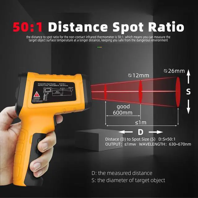 Alt view image 4 of 7 - BSIDE Infrared Thermometer Pyrometer 50:1 Industrial Temperature Gun -58~2552(-50~1400) IR Laser Thermometer, High Temp Non-Contact Digital Thermometer for Furnace Smelt Forge