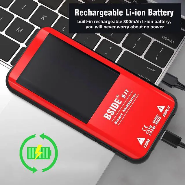 Alt view image 5 of 7 - BSIDE Color LCD Digital Multimeter 3 Results Display 9999 Counts Auto-Ranging Ohmmeter, Rechargeable with Smart Mode, Capacitance Ohm Frequency Diode Duty Cycle Live Check Voltage Tester