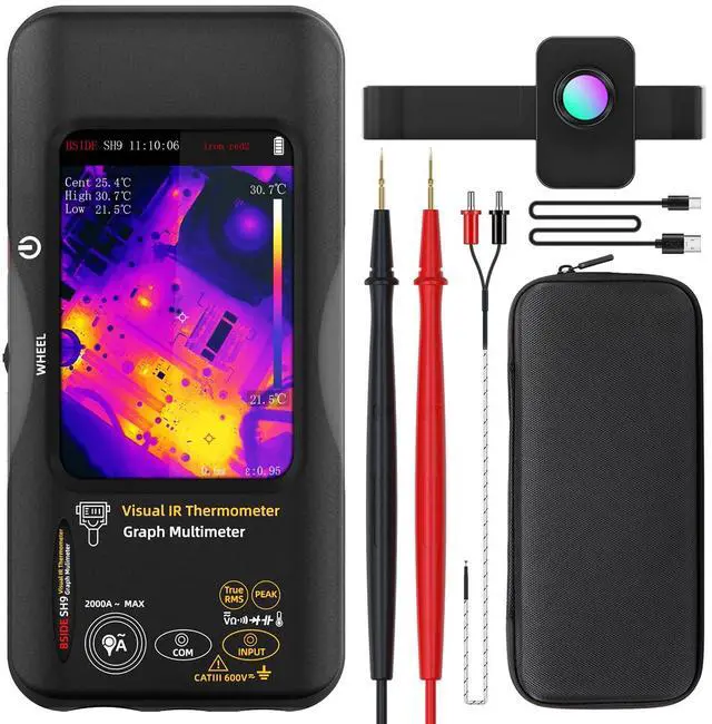 Main image of BSIDE Thermal Imager Multimeter Date Recorder, Dual-Light Fusion with 428x320 IR Resolution, 20000 Count 15 Thermal Palettes Infrared Camera with Macro Lens for PCB Water Leak Circuit Break Electronic