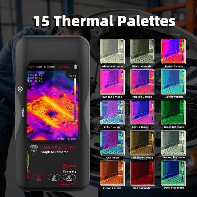 Alt view image 4 of 7 - BSIDE Thermal Imager Multimeter Date Recorder, Dual-Light Fusion with 428x320 IR Resolution, 20000 Count 15 Thermal Palettes Infrared Camera with Macro Lens for PCB Water Leak Circuit Break Electronic