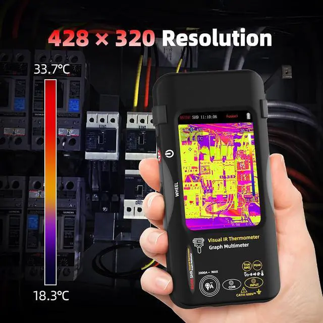 Alt view image 2 of 7 - BSIDE Thermal Imager Multimeter Date Recorder, Dual-Light Fusion with 428x320 IR Resolution, 20000 Count 15 Thermal Palettes Infrared Camera with Macro Lens for PCB Water Leak Circuit Break Electronic