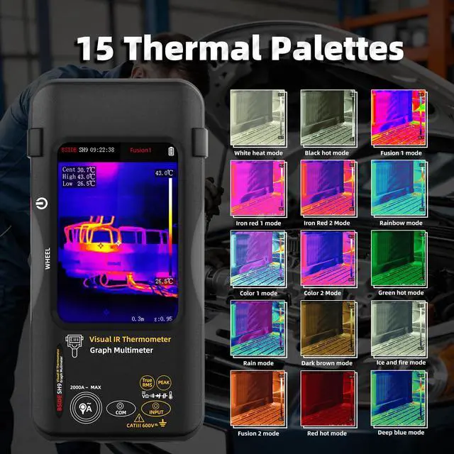 Alt view image 7 of 7 - BSIDE Thermal Imager Multimeter Date Recorder, Dual-Light Fusion with 428x320 IR Resolution, 20000 Count 15 Thermal Palettes Infrared Camera with Macro Lens for PCB Water Leak Circuit Break Electronic