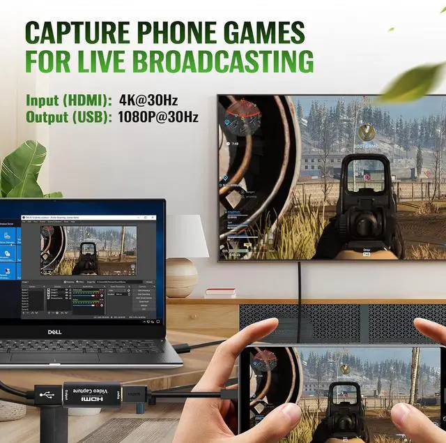 Alt view image 2 of 7 - Audio Video Capture Cards Cam Link Card HDMI to USB 2.0 Full HD Record via DSLR Camcorder Action Cam for Acquisition Live Streaming Gaming Teaching ConferenceSupport VLC/OBS/Amcap