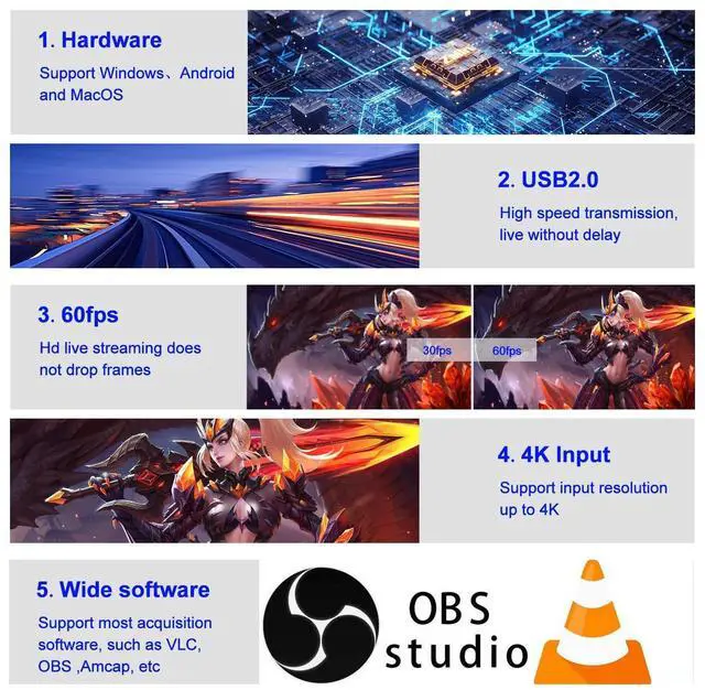 Alt view image 3 of 7 - Video Capture Card 4K HDMI Device with Loop Out, Full HD 1080P Game Capture Video Recorder for Live Streaming, Broadcasting or Video Conference,S3/PS4/Xbox One/DSLR/Camcorders