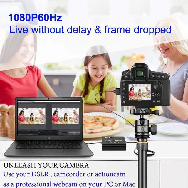 Alt view image 5 of 7 - Video Capture Card 4K HDMI Device with Loop Out, Full HD 1080P Game Capture Video Recorder for Live Streaming, Broadcasting or Video Conference,S3/PS4/Xbox One/DSLR/Camcorders