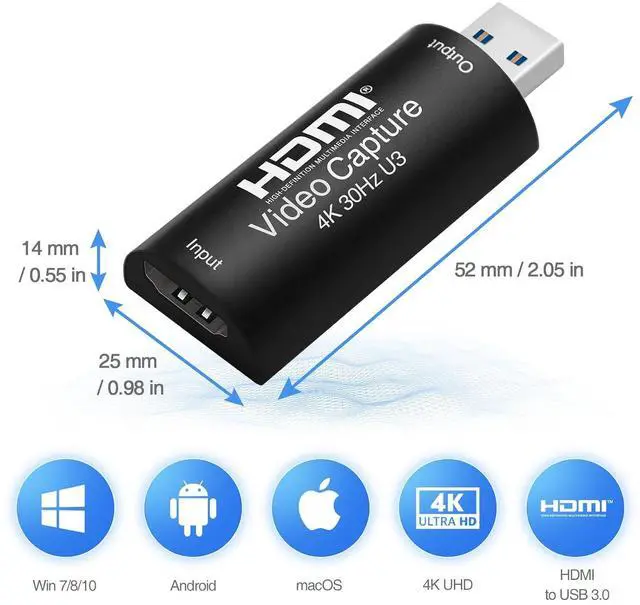 Alt view image 6 of 7 - HDMI to USB 3.0 Video Capture Card, Cam Link 1080P60 Game Capture Card Device for Streaming Recorder, Live Broadcasting, Compatible with Nintendo Switch,Xbox,PS4 (VLC/OBS/Amcap)