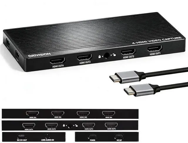 Main image of 4 Channel HDMI Capture Card with Loop Out - 4K60 Video Capture Card, UVC Plug-and-Play USB 3.2 Type-C, 10Gbps, Pro Audio Input, 100W PD, for Streaming/Gaming/Video Production/PS5/Switch/Xbox