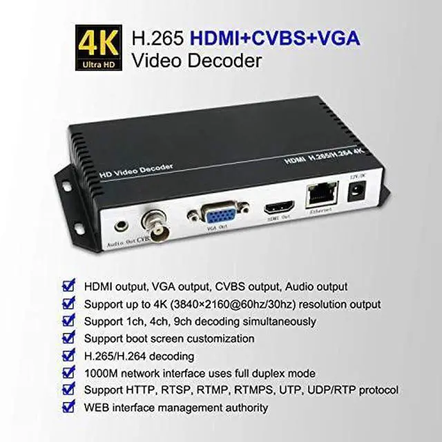 Alt view image 4 of 7 - H.265 H.264 HD HDMI VGA CVBS Video Decoder,HTTP RTSP RTMP UDP HLS M3U8 SRT Converter IP Streaming to 3G for Decoding Encoder and Camera Facebook YouTube Ustream Wowza Platforms