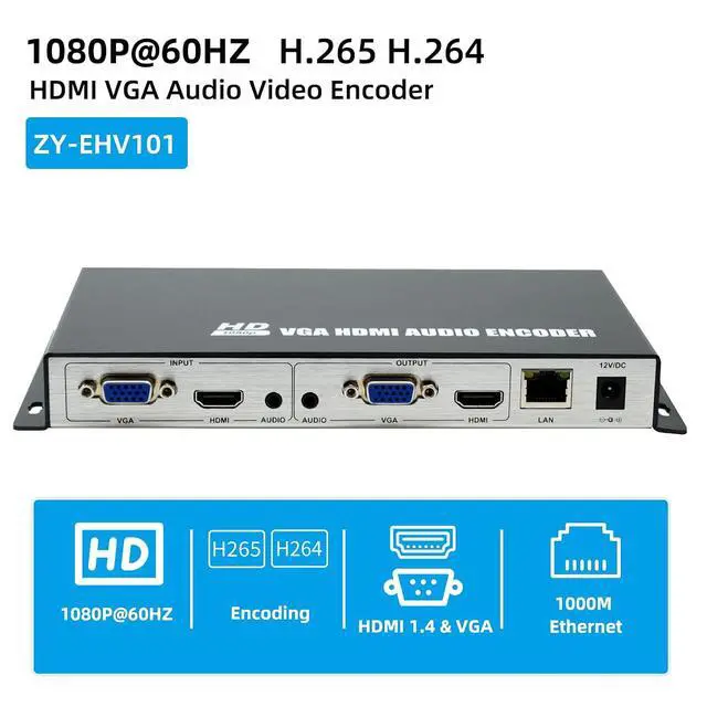 Alt view image 2 of 6 - HDMI/VGA Dual-Input Video Encoder,1080P H.265/264 Hardware Encoder, 4-Stream Live Broadcasting Encoder with Audio Embedding/De-embedding,Supports RTMP/RTMPS/SRT/RTSP,is Compatible with ONVIF