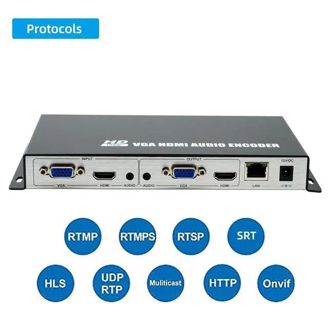Alt view image 4 of 6 - HDMI/VGA Dual-Input Video Encoder,1080P H.265/264 Hardware Encoder, 4-Stream Live Broadcasting Encoder with Audio Embedding/De-embedding,Supports RTMP/RTMPS/SRT/RTSP,is Compatible with ONVIF