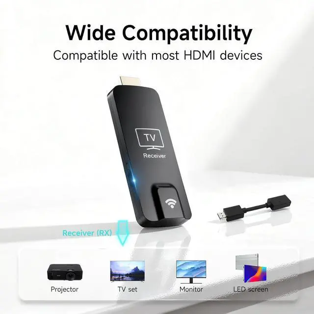 Alt view image 4 of 7 - Wireless HDMI Display Dongle Adapter, 1080P 5.8G/2.4G Wifi,Casting Audio/Video Receiver Device,for iphone,smart phone,tablet,pc,laptop to Monitor,Projector,TV,Airplay/Miracast Adapter Dongle
