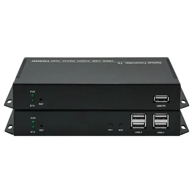 Alt view image 2 of 6 - 4K60 HDMI KVM Extender Over Fiber Optic up to 10km with USB 2.0, Bi-Directional Audio/RS232, HDMI 2.1, HDCP 2.2/2.3, LC Single Mode 1 Core (Transmitter + Receiver)