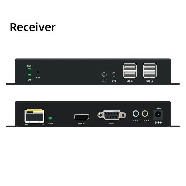 Alt view image 4 of 6 - 4K60 HDMI KVM Extender Over Fiber Optic up to 10km with USB 2.0, Bi-Directional Audio/RS232, HDMI 2.1, HDCP 2.2/2.3, LC Single Mode 1 Core (Transmitter + Receiver)
