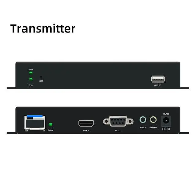 Alt view image 3 of 6 - 4K60 HDMI KVM Extender Over Fiber Optic up to 10km with USB 2.0, Bi-Directional Audio/RS232, HDMI 2.1, HDCP 2.2/2.3, LC Single Mode 1 Core (Transmitter + Receiver)