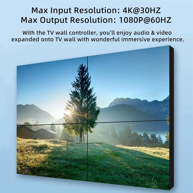 Alt view image 2 of 7 - Video Wall Controller, 2x2 HDMI Video Wall Control,4K30 Input 108060 Output with 8 Splicing Modes 2x2,1x1,2x1,3x1,4x1,1x2,1x3,1x4, 180° Rotate TV Wall Processor for Big Screen,Mall...etc.