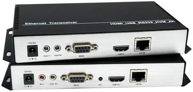 Main image of HDMI KVM Extender 4K*2K Over 120 Cat5/6 Cable transceiver and Receiver with RA232/USB/EDID/Mic/Audio for Monitoring/Security 120m(390ft) Fiber