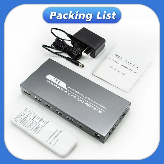Alt view image 7 of 7 - Video Wall Controller, 2x2 HDMI Video Wall Control,4K30 Input 108060 Output with 8 Splicing Modes 2x2,1x1,2x1,3x1,4x1,1x2,1x3,1x4, 180° Rotate TV Wall Processor for Big Screen,Mall...etc.
