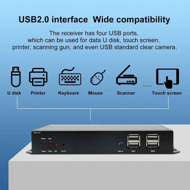 Alt view image 6 of 7 - HDMI KVM Extender 4K*2K Over 120 Cat5/6 Cable transceiver and Receiver with RA232/USB/EDID/Mic/Audio for Monitoring/Security 120m(390ft) Fiber