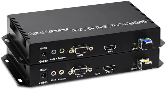 Main image of 4K30 HDMI KVM Extender Over Fiber Optic up to 10km with Remote Power Control, USB 2.0, Bi-Directional Audio/RS232, LC Single Mode 1 Core (Transmitter + Receiver)