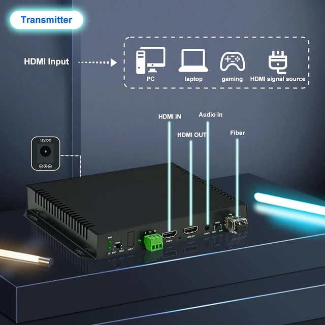 Alt view image 2 of 7 - HDMI Extender Over Fiber Optic, 1080@60HZ, 10KM Uncompressed Transmission Over Single Mode 1 Core, HDMI1.4 & 3D Signal, RS232, Optical Fiber Extender