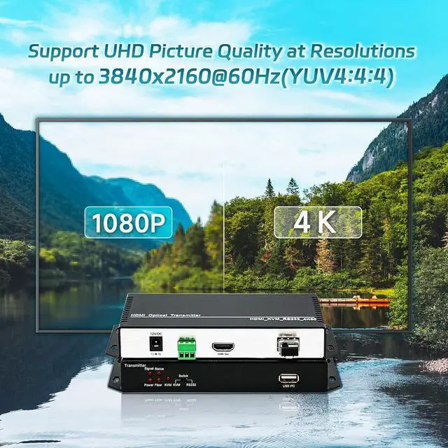 Alt view image 7 of 7 - HDMI KVM USB 4K@60HZ LC Optical Fiber Extender, Support HDCP,EDID,RS232, Keyboard & Mouse to KVM, HDMI Fiber Extender Converter,Transmit Uncompressed Audio Multi Mode Dual Core 300M