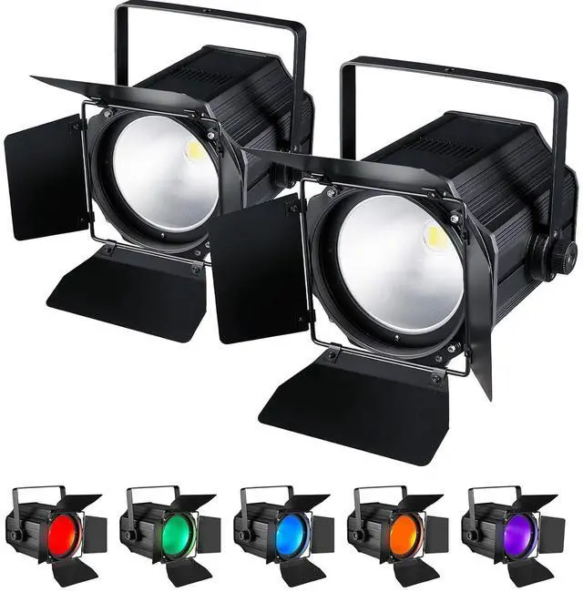 Main image of COB Stage Lights with Barn Doors, COB Par Light 200W LED RGBWAUV DMX512 Master-Slave Sound DJ Lighting Spotlight Fresnel for Church Concert Wedding