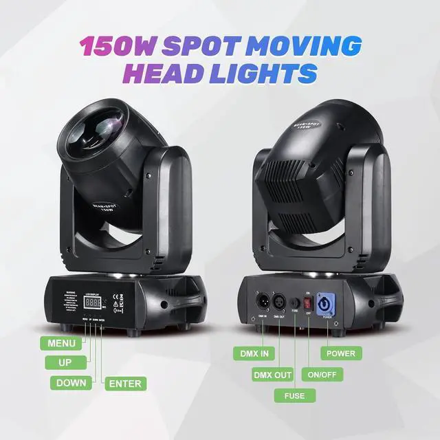 Alt view image 3 of 7 - 150W Moving Head DJ Lights LED Stage Light Mini Beam Spot 8 Gobos 8 Colors Stage Lighting DMX 512 12CH with Sound Activated for Wedding Live Show Disco Events Party(150W, 1)