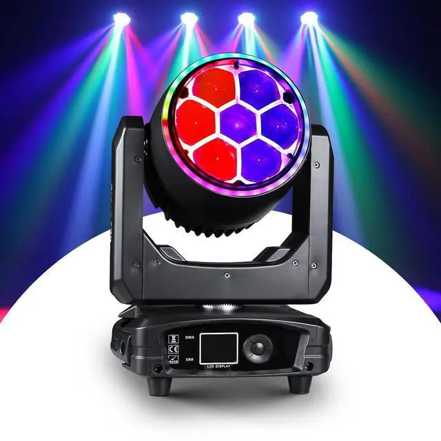Main image of 300W Moving Head DJ Light 7x40W LED Stage Lights RGBW Beam & Wash & Halo DMX512 Sound Activated for Parties Club Disco Events Wedding Church Opera