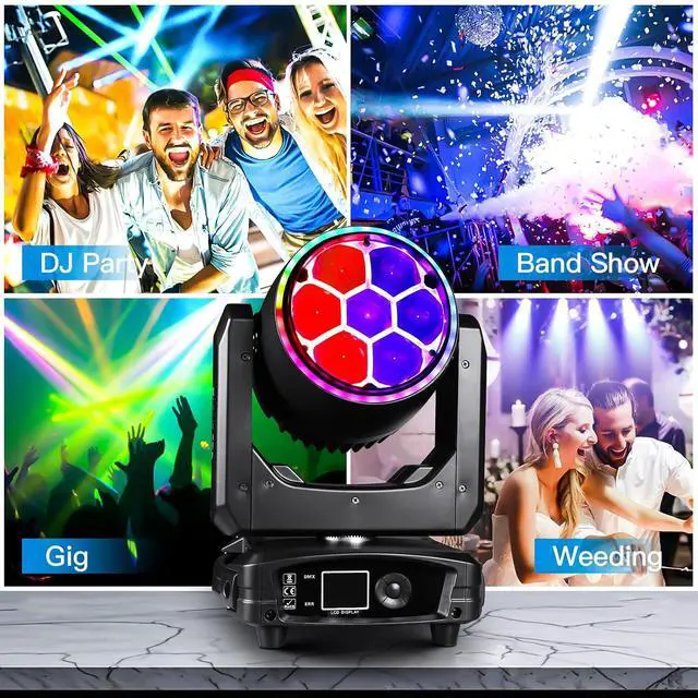 Alt view image 6 of 7 - 300W Moving Head DJ Light 7x40W LED Stage Lights RGBW Beam & Wash & Halo DMX512 Sound Activated for Parties Club Disco Events Wedding Church Opera