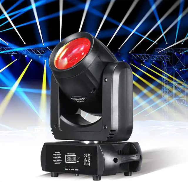 Main image of Moving Head Light 150W Stage Lights 8 Gobos 8 Colors 12 Channels Beam Spotlights 18-Face Prism DMX 512 with Sound-Activated for Party Event Wedding DJ Lighting (1)