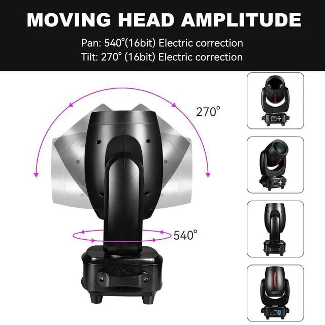 Alt view image 4 of 7 - DJ Light Moving Head 180W LED Spot Beam Zoom Lighting 14 Gobos 12 Colors Rotating prisms RDM DMX Stage Lights for Disco Club Party Dance Wedding Bar KTV Live Show