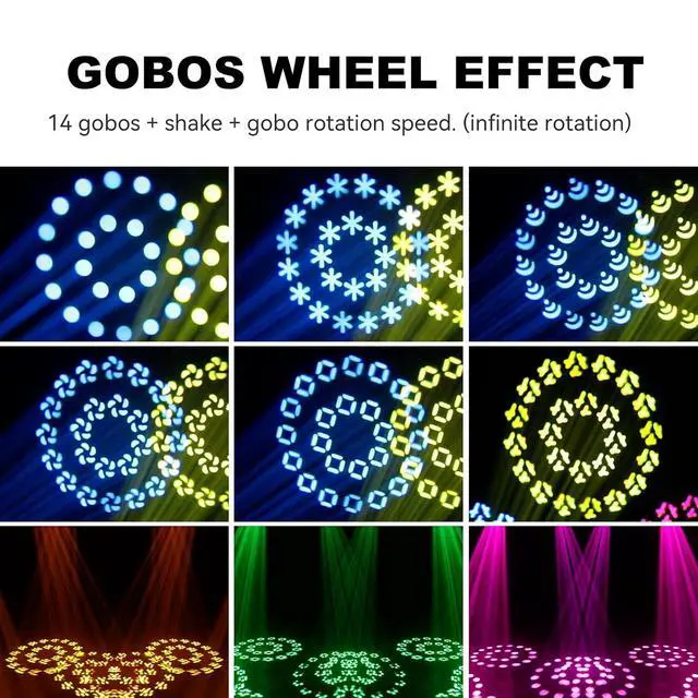Alt view image 5 of 7 - DJ Light Moving Head 180W LED Spot Beam Zoom Lighting 14 Gobos 12 Colors Rotating prisms RDM DMX Stage Lights for Disco Club Party Dance Wedding Bar KTV Live Show