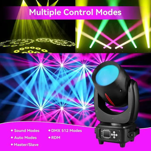 Alt view image 7 of 7 - DJ Light Moving Head 180W LED Spot Beam Zoom Lighting 14 Gobos 12 Colors Rotating prisms RDM DMX Stage Lights for Disco Club Party Dance Wedding Bar KTV Live Show