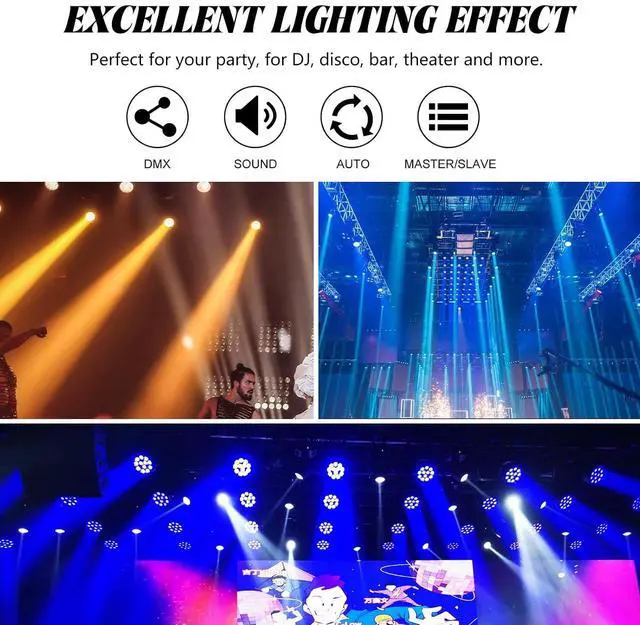 Alt view image 4 of 7 - Outdoor Waterproof Par Lights, IP65 Stage Light, LED Uplights with DMX512 Sound Activated, DJ Lighting for Christmas Event Party Wedding Disco (2, 4 Colors Mixed)